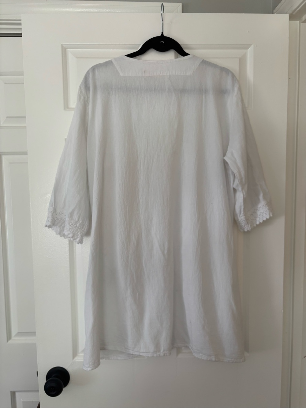 Seaspice White Crochet Trim Beach Cover Up Dress 100% Peruvian Cotton Size Large - Picture 6 of 8